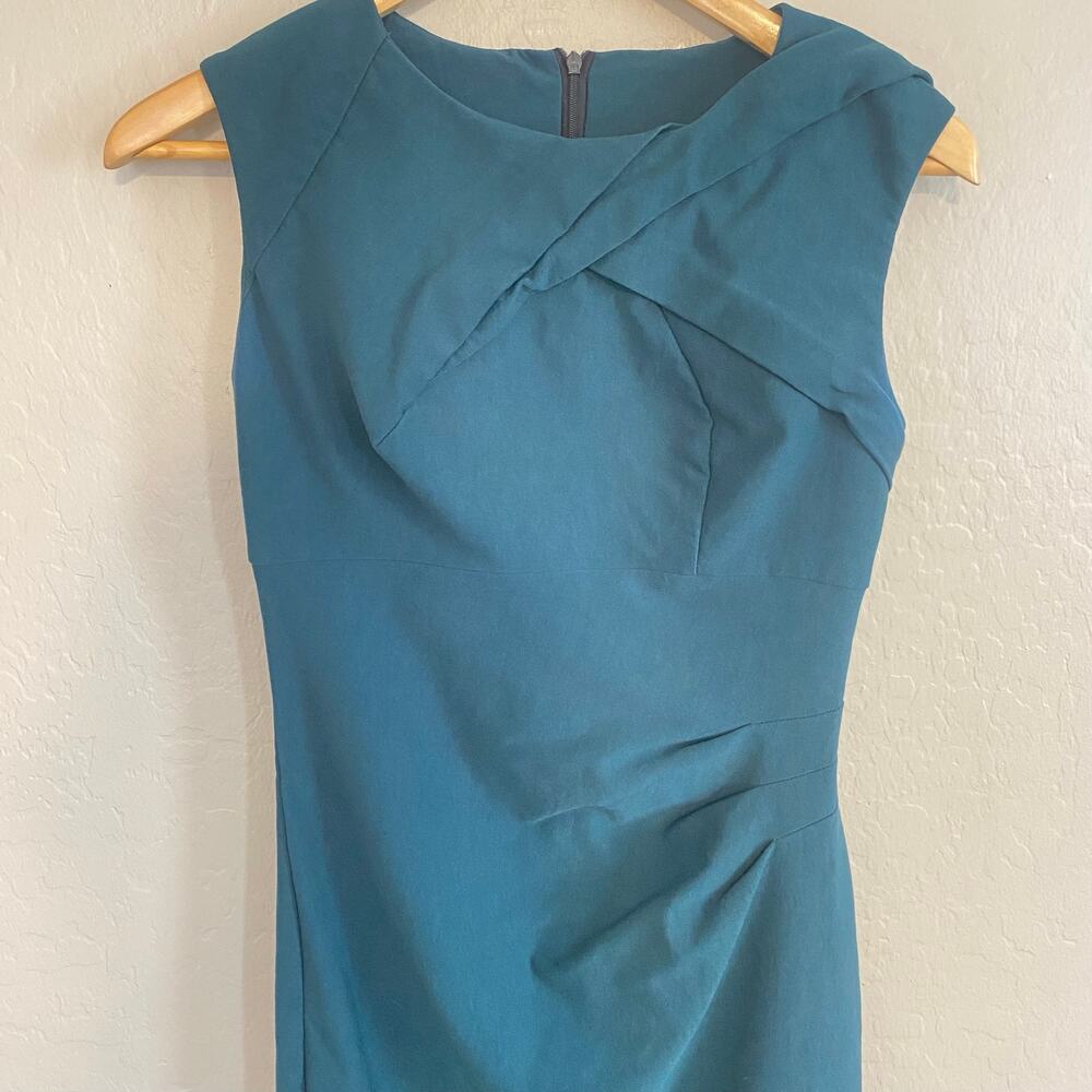 Voodoo Vixen Dress Womens Sz Medium Teal Cocktail Occcasion Retro Business - Picture 4 of 4